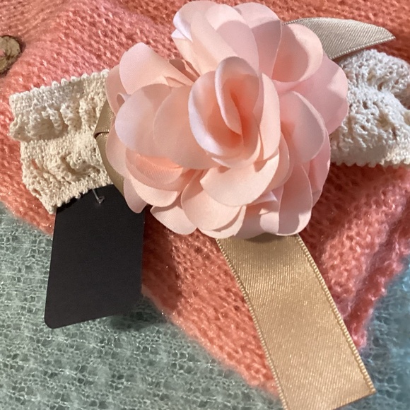 121. Peach Mohair Baby Knit Overall & Headband Set Photoshoot Outfit EUC - Picture 4 of 4